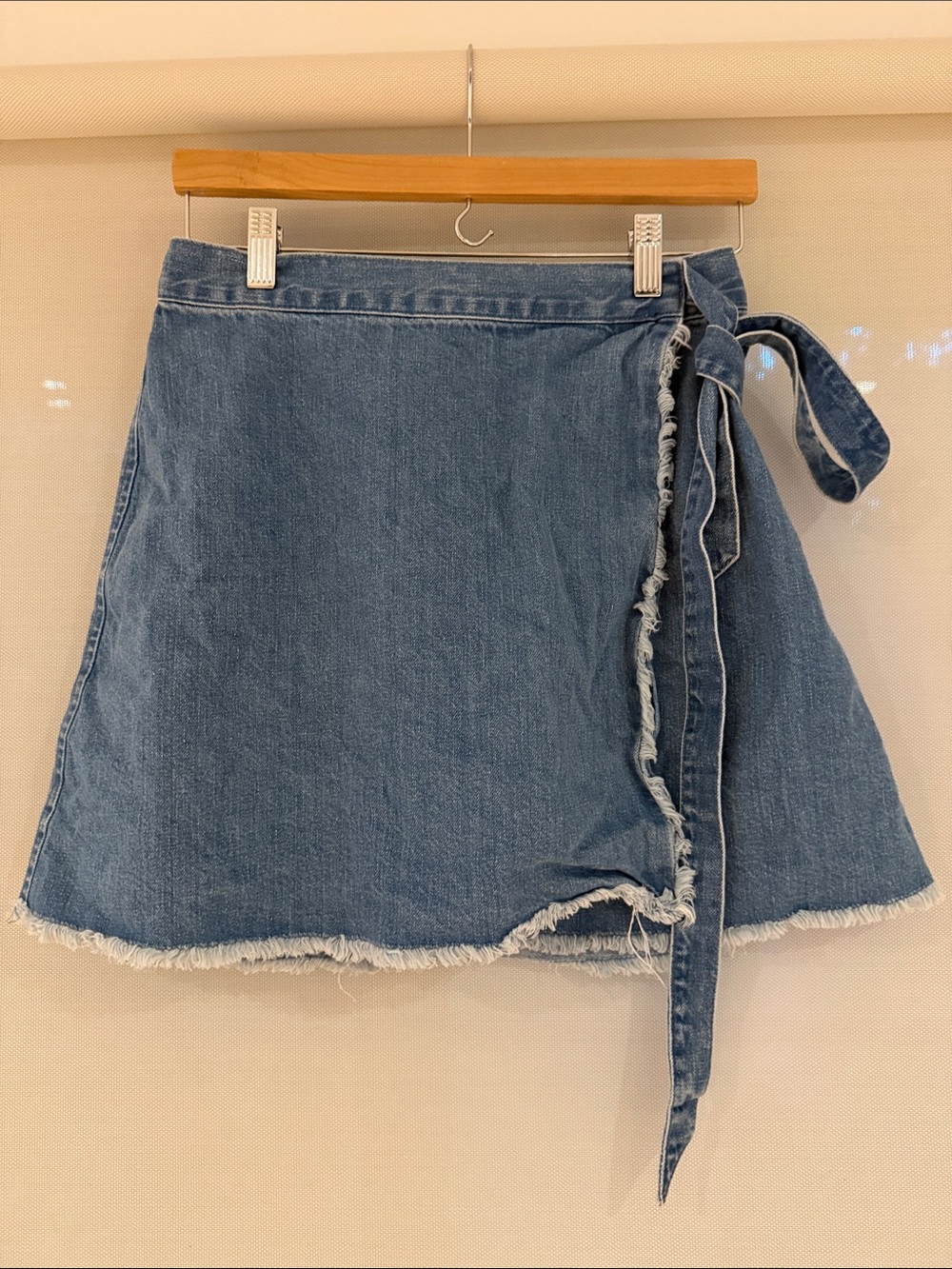 Madewell Blue Denim Wrap A-Line Mini Skirt